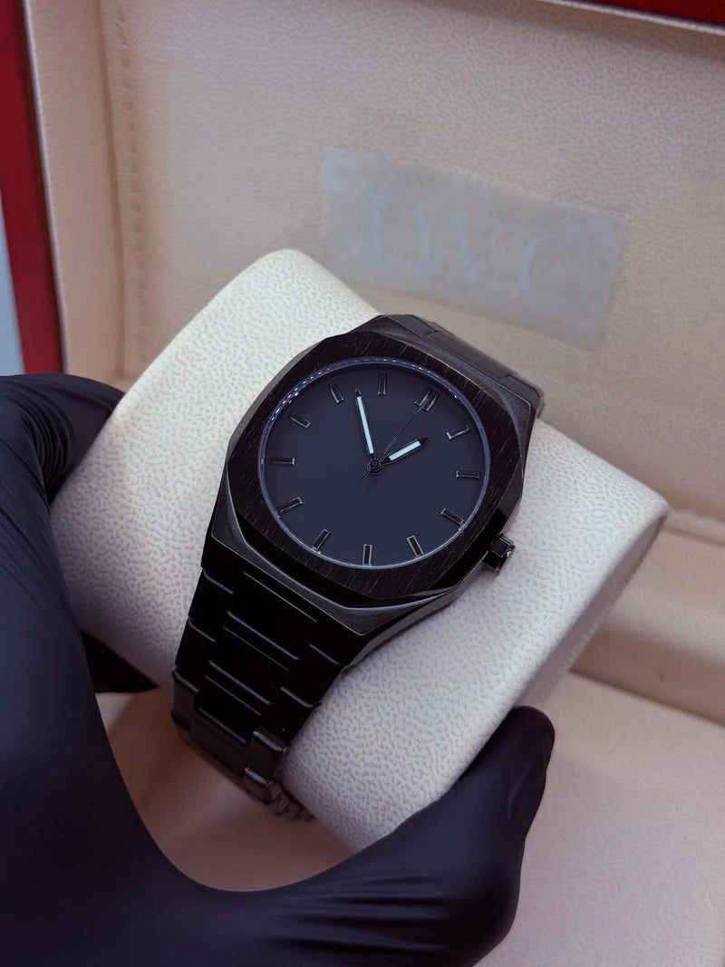 Black Aura Index Stainless Steel Watch