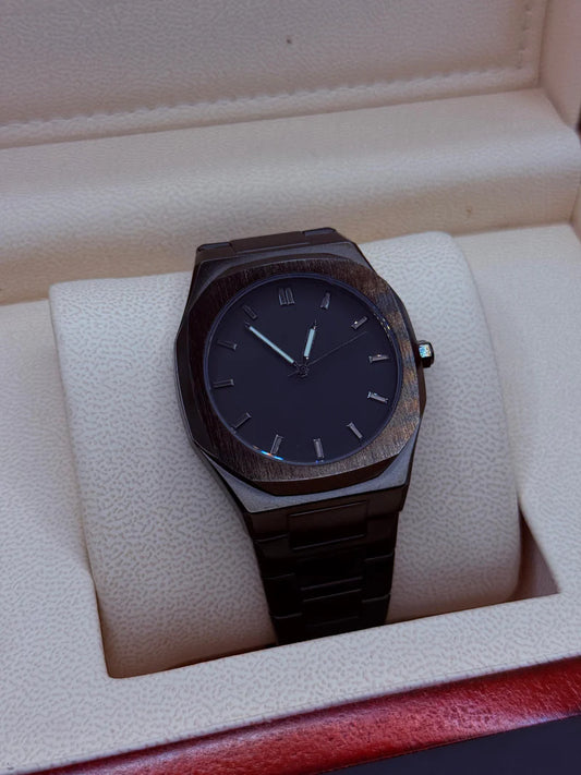 Black Aura Index Stainless Steel Watch